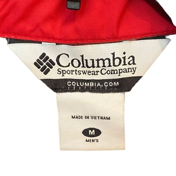 Columbia Sz M Red Black Nylon Outdoor Camping Hoodie Windbreaker Raincoat - Picture 8 of 9